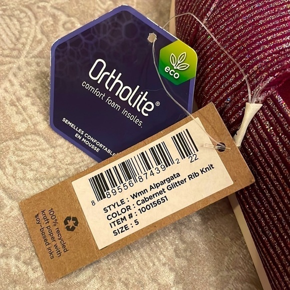 Brand New Toms Cabernet Glitter Rib Knit Slip On Shoes Casual Sparkly Canvas - Picture 11 of 16